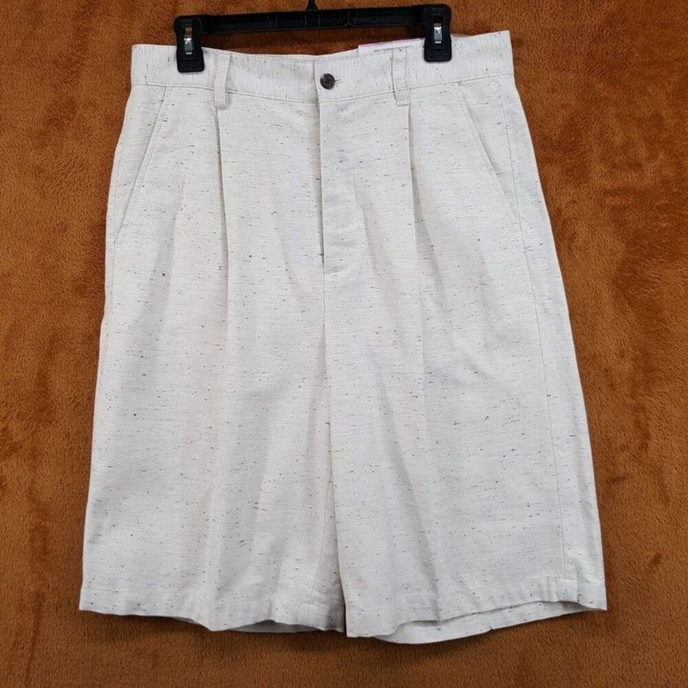 MODE OF ONE Shorts Mens 32 Cream Speckled Oversized Pleated Casual Skate Donegal